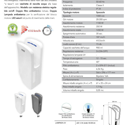 ASCIUGAMANI ELETTRICO   eco-jet con sistema sanificante